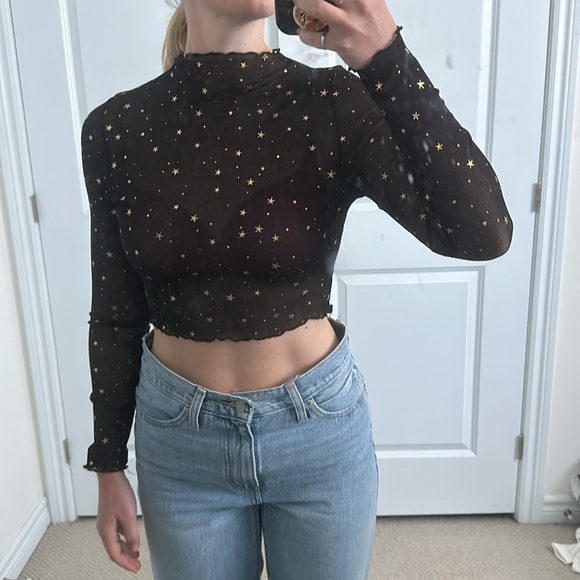 Sparkly Star Mesh Crop Top - Picture 3 of 4